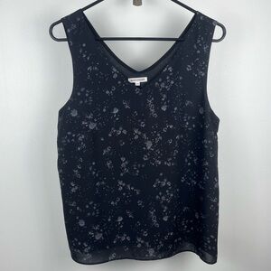Bootlegger Black Floral V-Neck Tank Top M